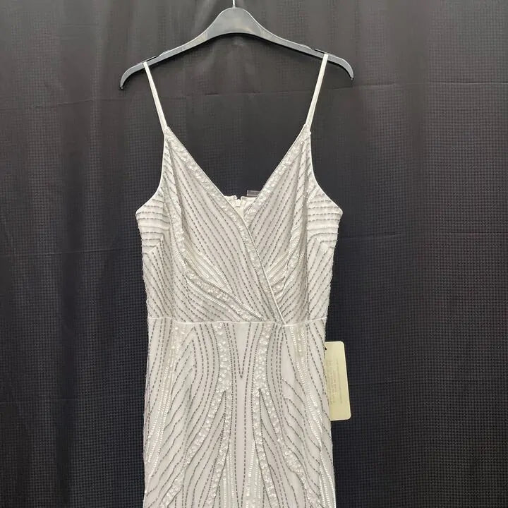 Adrianna Papell- White Sequins Dress Size: Uk 22/Eu 50