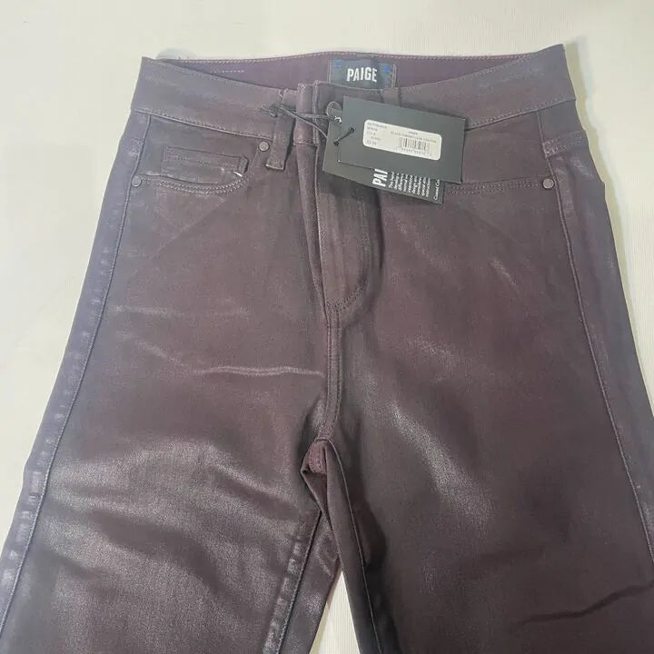 Paige-Plum Coated Cindy Straight Leg Jeans Size: 26