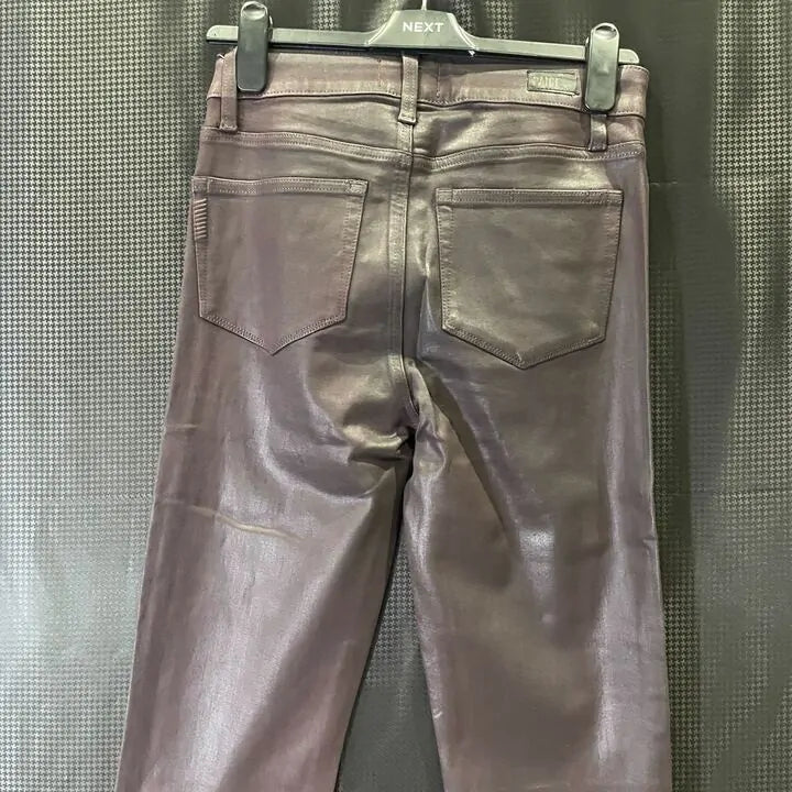 Paige-Plum Coated Cindy Straight Leg Jeans Size: 26