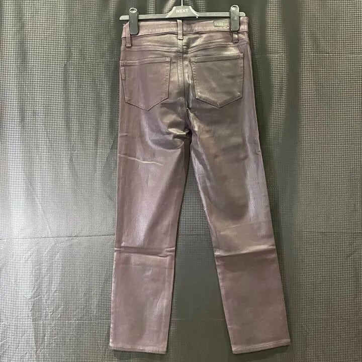 Paige-Plum Coated Cindy Straight Leg Jeans Size: 26