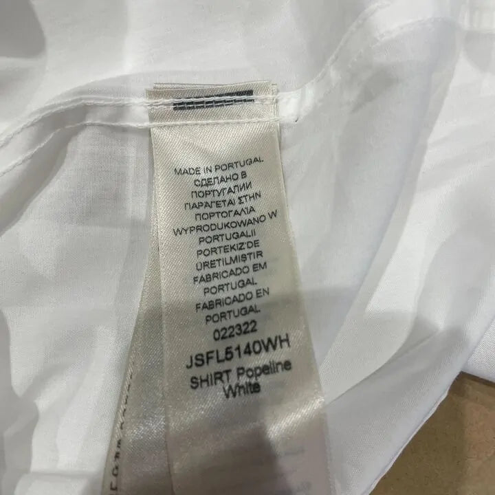 7 For All Mankind - White Poplin Ruched Cotton Blend Shirt Size: Xs