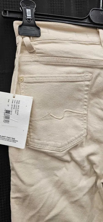 Cream Slim Kick Stretch Jeans Size: Uk27