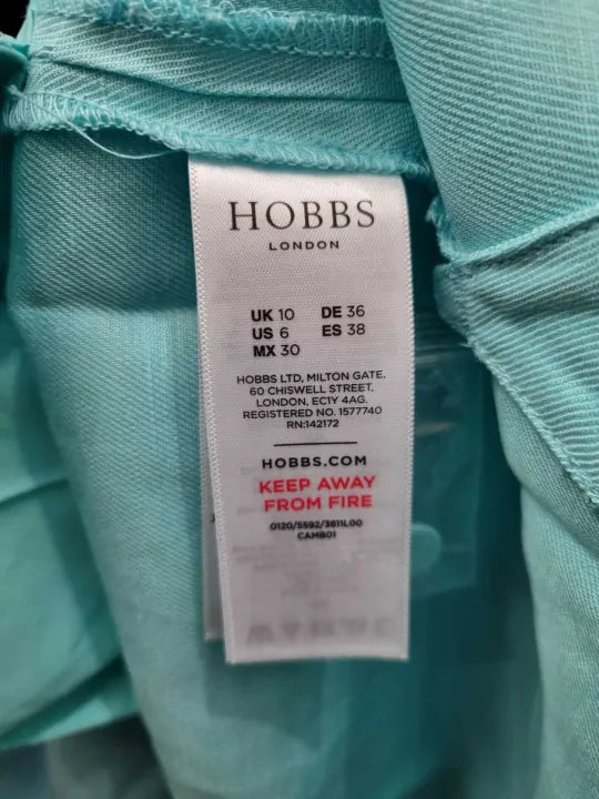 Hobbs London - Blue Milla Linen Blend Dress Size: Uk 10
