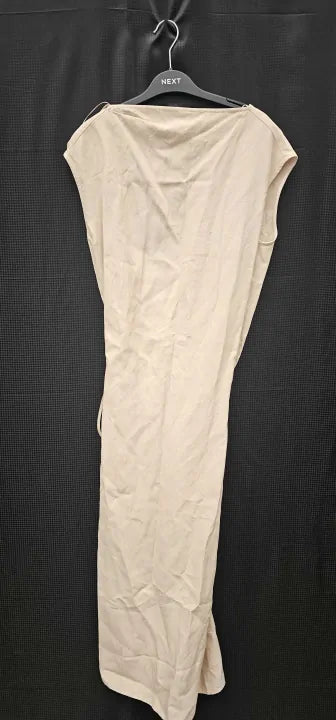 Reiss - Nude Paloma Open Back Linen Blend Dress - Beige Size: Uk10