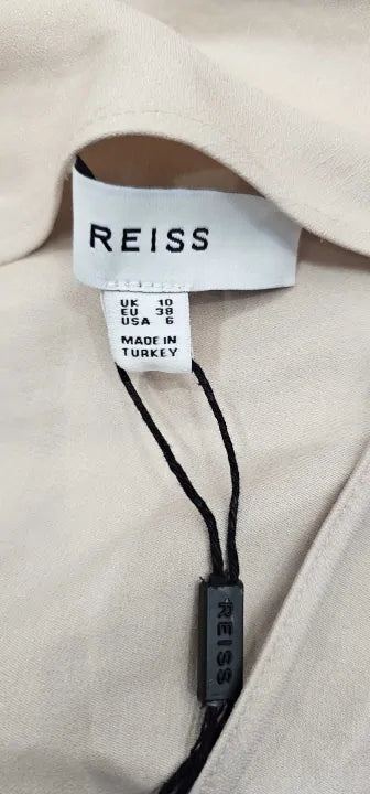 Reiss - Nude Paloma Open Back Linen Blend Dress - Beige Size: Uk10