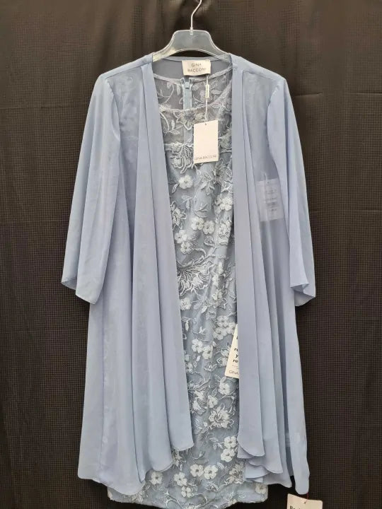 Gina Bacconi - Blue Hayley Sleeveless Embroidered Dress Size: Uk 14