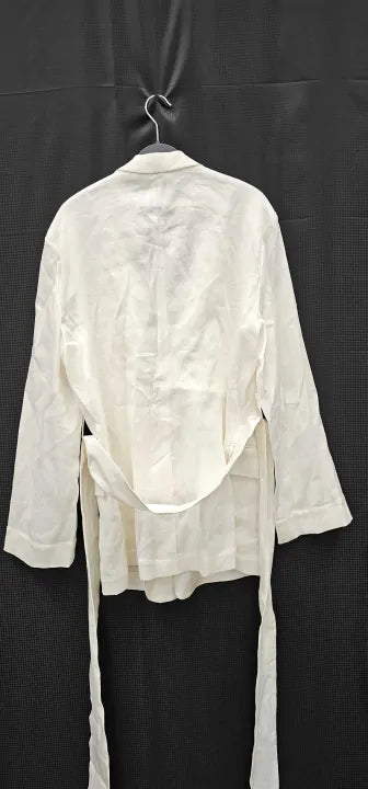 Boss White-White Jarianna Tie Waist Linen Blend Blazer-White Size: Uk16