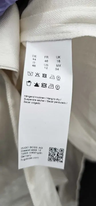 Boss White-White Jarianna Tie Waist Linen Blend Blazer-White Size: Uk16