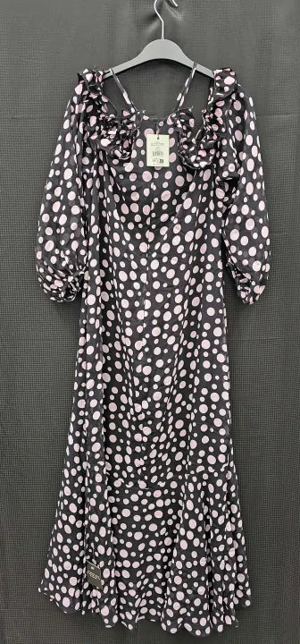 Ro & Zo - Arianna Pink Polka Dot Cosarge High Low Dress - Pink Size: Uk14