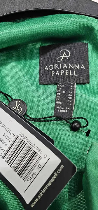 Adrianna Papell - Emerald One Shoulder Bow Midi Dress - Green Size: Uk10