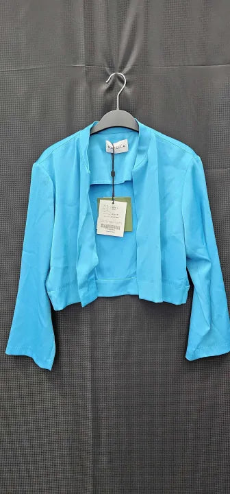 Marella - Blue Roll Cropped Jacket - Blue Size: 12