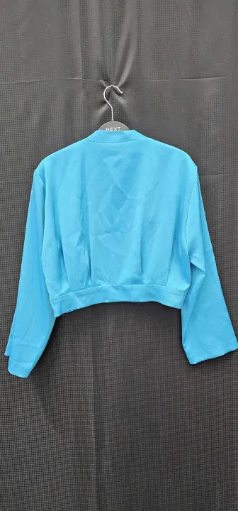 Marella - Blue Roll Cropped Jacket - Blue Size: 12