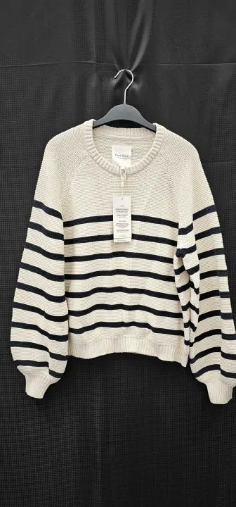 Part Two - Navy/Cream Stripe Saya Jumper - Navy Size: L