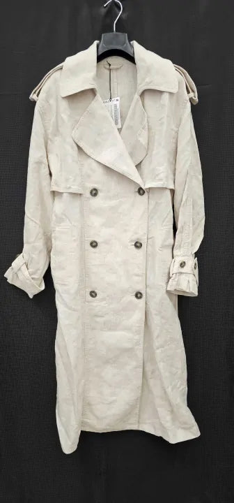 & Other Stories - Ecru Linen Trench Coat - Beige Size: S