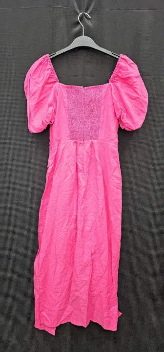 & Other Stories - Hot Pink Puff Sleeve Fitted Dress - Pink Size: Uk6