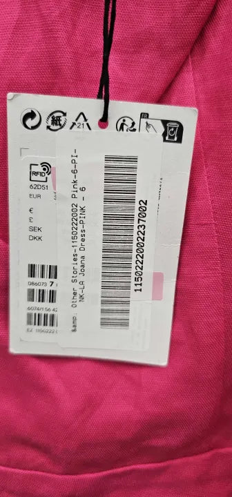 & Other Stories - Hot Pink Puff Sleeve Fitted Dress - Pink Size: Uk6
