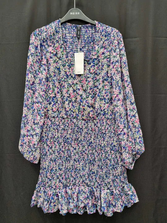 Mango - Blue Short Dress With Ruched Hem Size: Medium