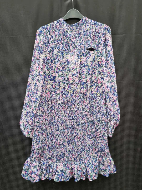 Mango - Blue Short Dress With Ruched Hem Size: Medium