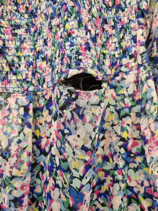 Mango - Blue Short Dress With Ruched Hem Size: Medium