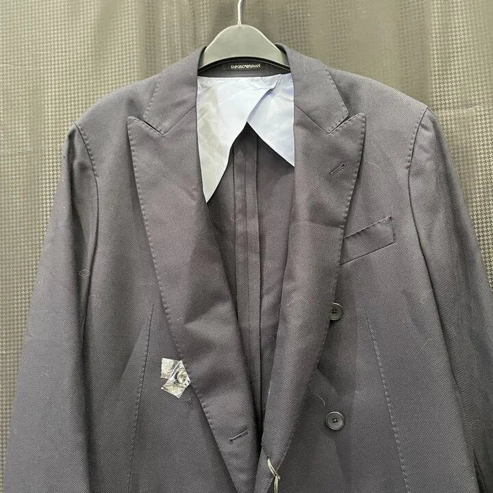 Emporio Armani - Blue Navy Double Breasted Wool Blend Blazer Size: Uk 40/Eu 50