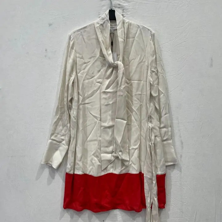 Reiss - Cream Marta Tie Neck Mini Dress Size: Uk 8