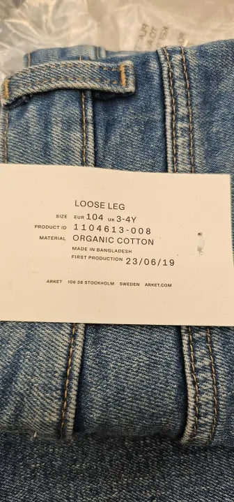 Arket-1104613-008-3/4 Years-Blue-Kids Jeans-Blue Size: Kids UK 3-4 deal !!