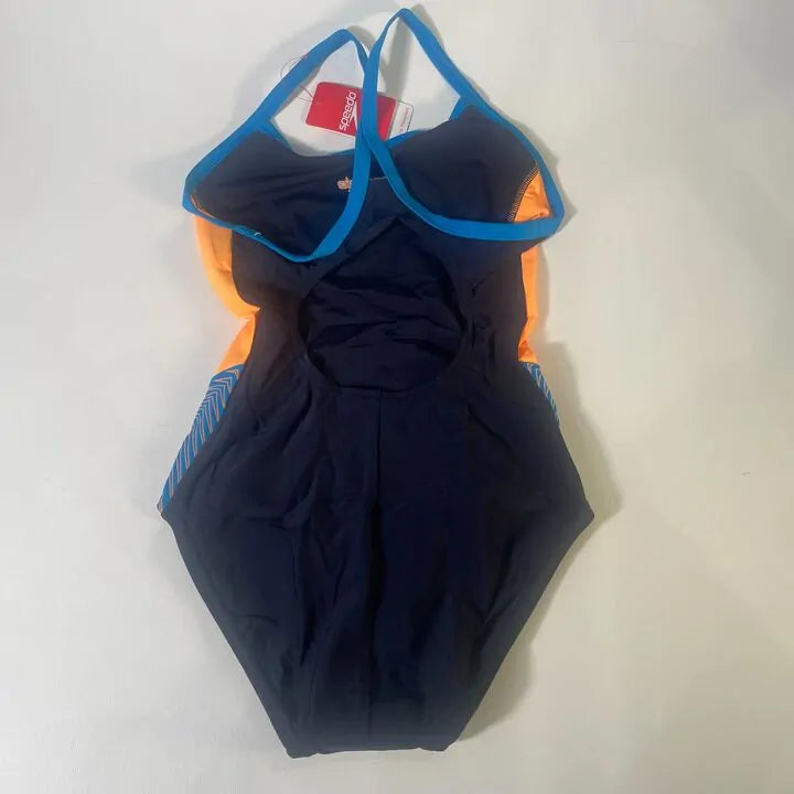 Speedo-14-Navy Dive Thinstrap Muscleback Swimsuit Size: 14