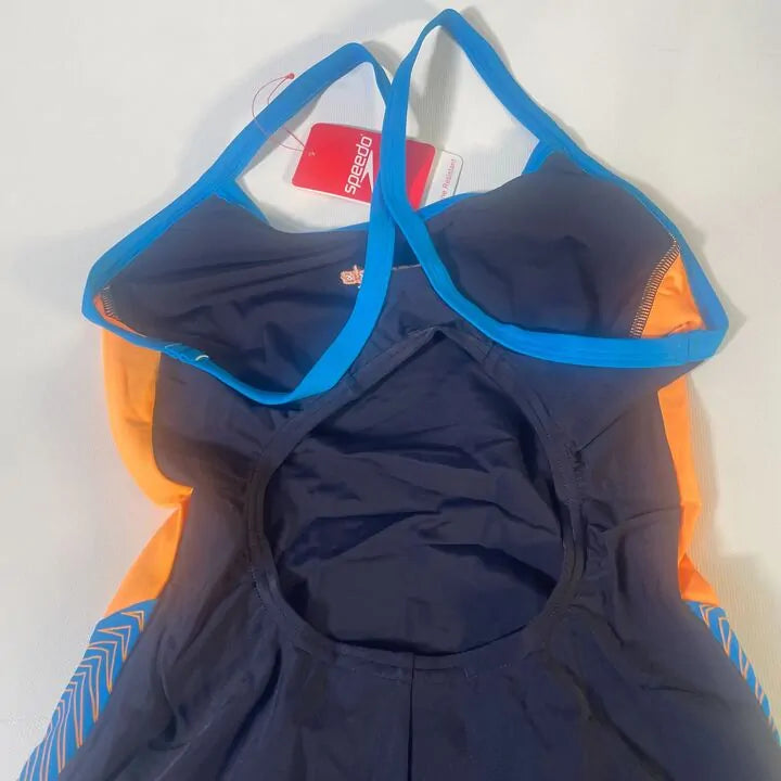 Speedo-14-Navy Dive Thinstrap Muscleback Swimsuit Size: 14