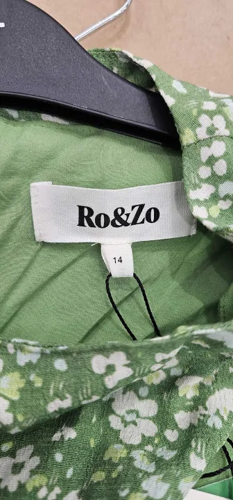 Ro & Zo - Green Ditsy Print Tuck Waist Midi Dress - Green Size: Uk14
