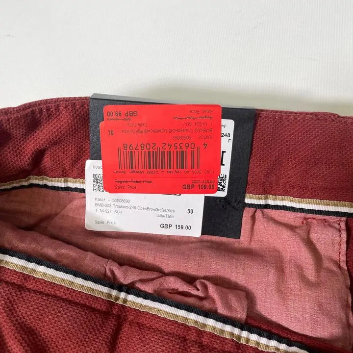 Boss -34- Teracotta Tailored Slim Fit Trousers Size: Uk 34