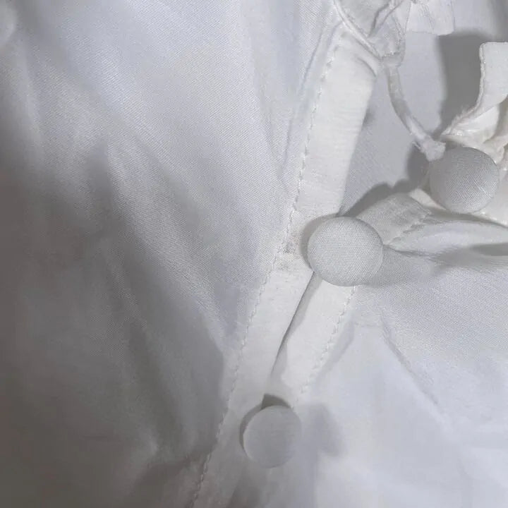 & Other Stories - Ivory Ruffle Trim Drape Blouse Size: Small