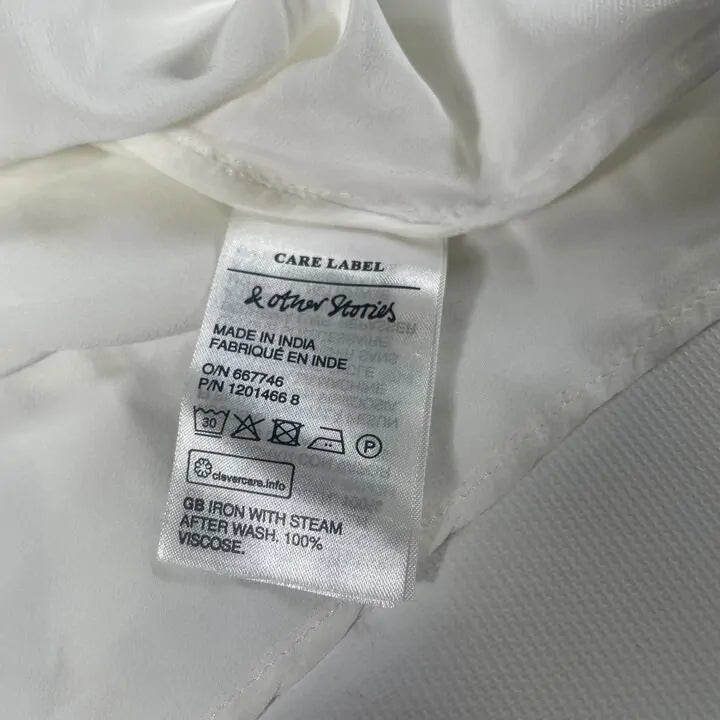 & Other Stories - Ivory Ruffle Trim Drape Blouse Size: Small