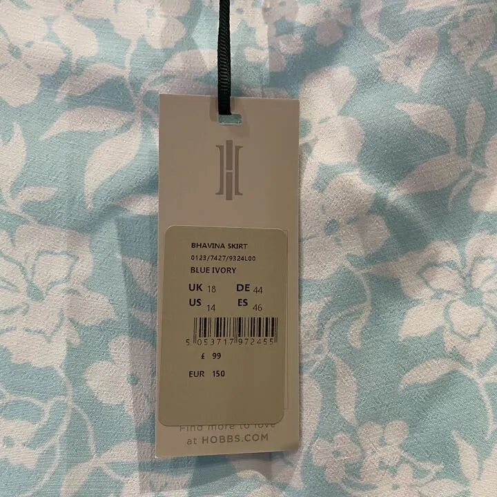 Hobbs London - Pale Blue Bhavina Midi Skirt Size: Uk 18