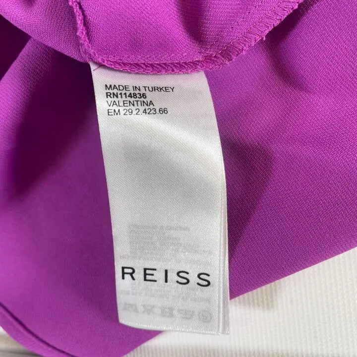 Reiss - Magenta Valentina Tie Waist Dress Size: Uk 12