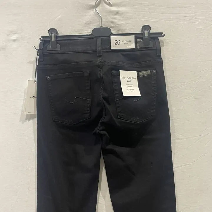 7 For All Mankind - Black Roxanne Ankle Stretch Jeans Size: 26