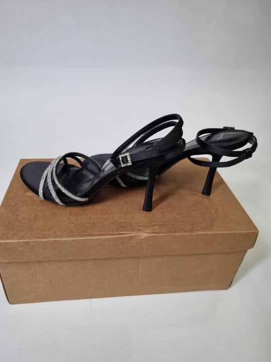 Mango Heeled Sandals With Rhinestone Straps Size: Uk 7