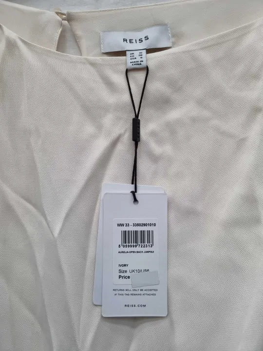 Reiss - Ivory Aurelia Open Back Jumpsuit Size: Uk 10