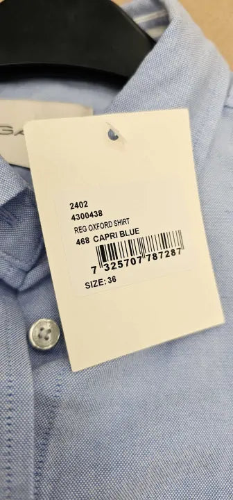 Gant - Blue Oxford Cotton Shirt - Blue Size: Eur36