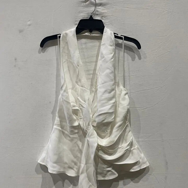 Reiss - Ivory Freda Drape Halter Neck Top Size: Uk 14