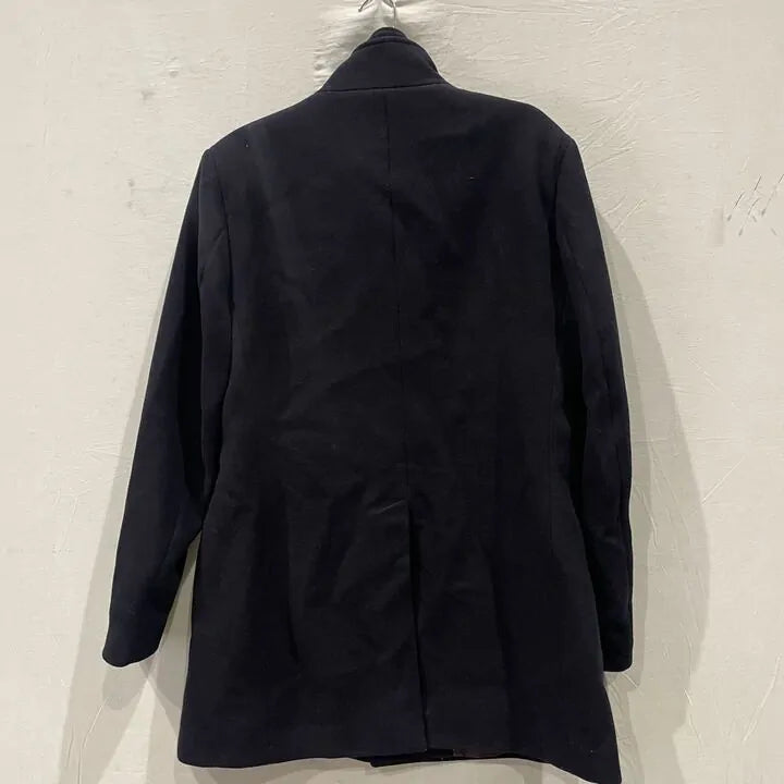 Gianni Feraud-42-Navy Freedom Faux Fur Collar Wool Blend Coat Size: 42