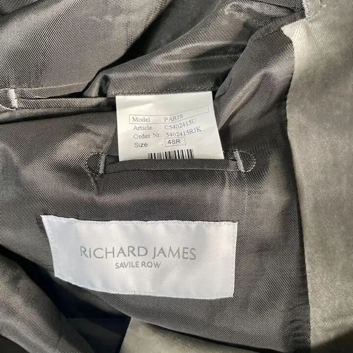 Richard James Savile Row - Grey Velvet Dinner Jacket Size: 48