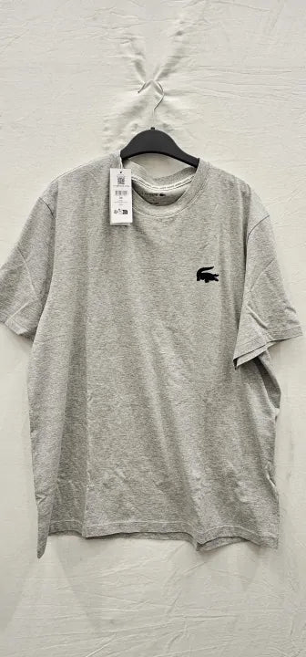 Lacoste-Th3835_Mnc-M-Grey-Grey Printed Logo T-Shirt-Grey Size: M deal !!