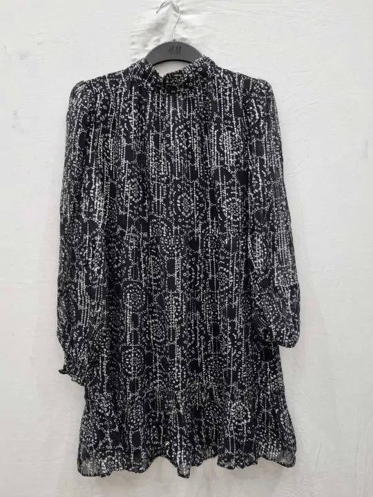 Mint Velvet Floral Silhouette Metallic Mini Dress Size: Medium