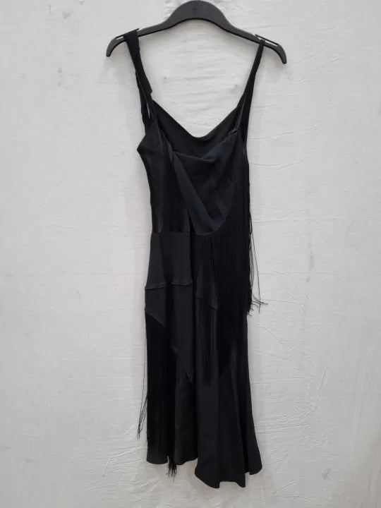 Victoria Beckham - Black Tassel Midi Dress Size: Uk 8