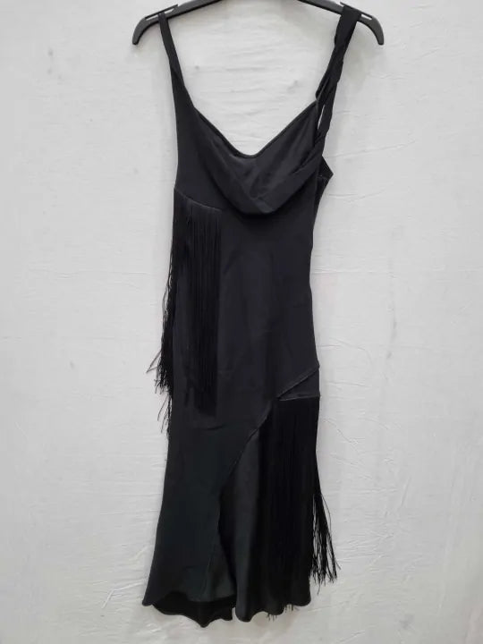 Victoria Beckham - Black Tassel Midi Dress Size: Uk 8