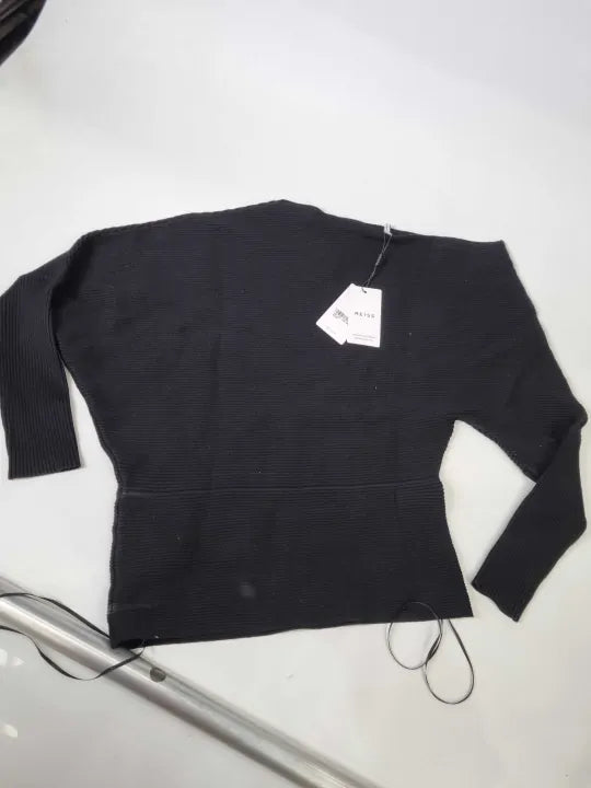 Reiss - Black Lorna Draped Knitted Top Size: Medium
