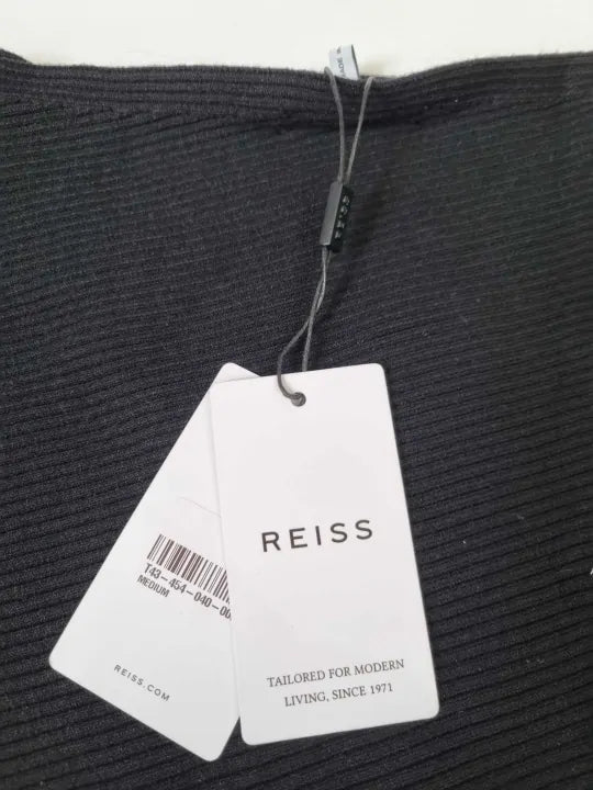 Reiss - Black Lorna Draped Knitted Top Size: Medium