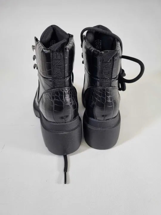 Kendall + Kylie Black Rory Vegan Leather Croc Hiker Boots Size: Uk 5