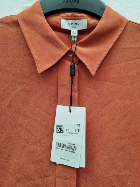 Reiss - Orange Eden Silk Tunic Shirt Size: Uk 8