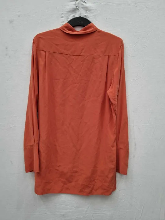 Reiss - Orange Eden Silk Tunic Shirt Size: Uk 8